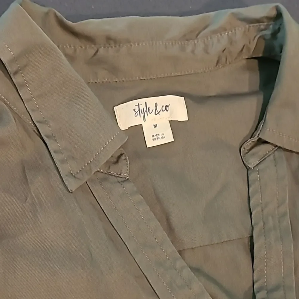 Style & Co sz M olive drab green dress - Picture 9 of 11